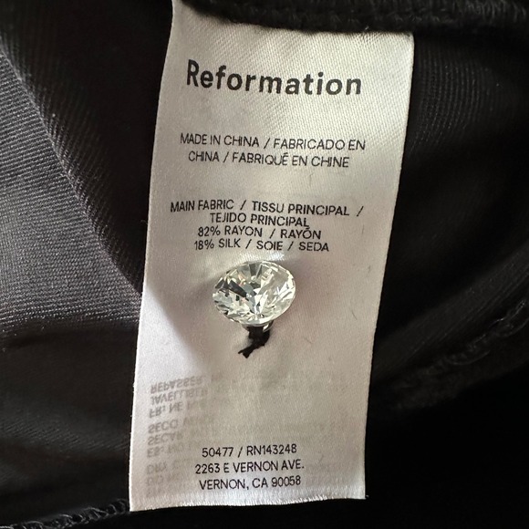 Reformation Pia Crystal Velvet Mini Dress in Black - Size 8 - Picture 8 of 10